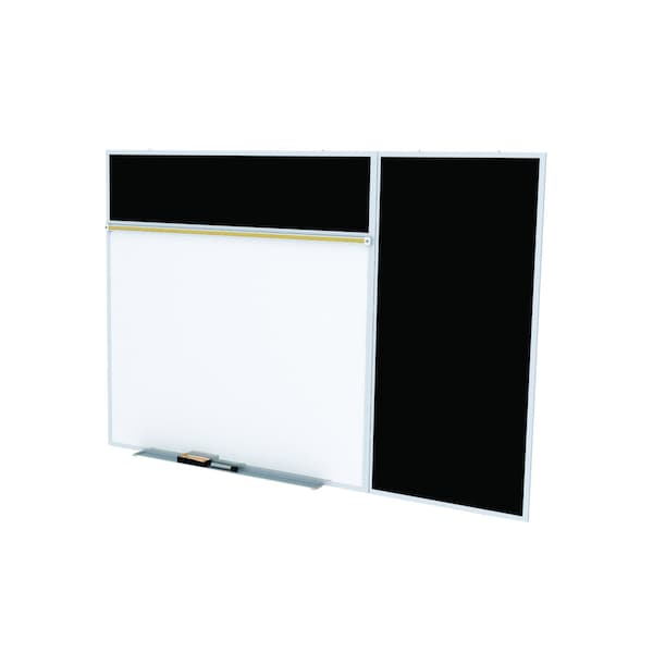 Combo Whiteboard/Bulletin, Mag Por/Rcycld, Styl B, 4 ft H x 10 ft W, Black
